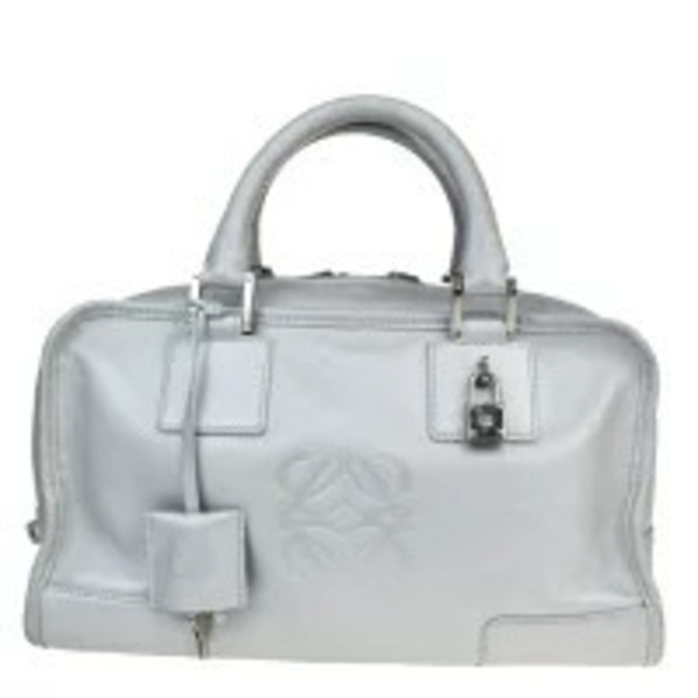 Loewe Amazona Handbag Silver Leather Padlock